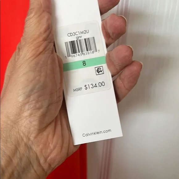 Calvin Klein Coral Halter Sheath Midi Dress Sz 8 - Picture 3 of 5